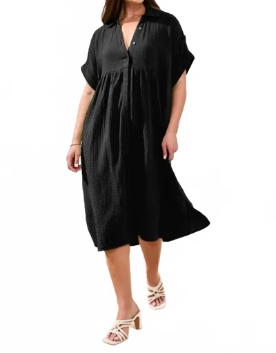 Tribal Flowy Shirt Dress In Black