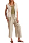 Tribal Linen Blend Flowy Pants In Cactus In Green