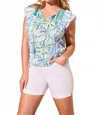 Tribal Flutter Sleeve Blouse In Water In Multi