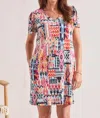 Tribal Flutter Sleeve Dress In Multi