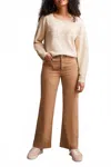 Tribal Fly Front 5 Pocket Wide Leg Pant In Tan In Brown