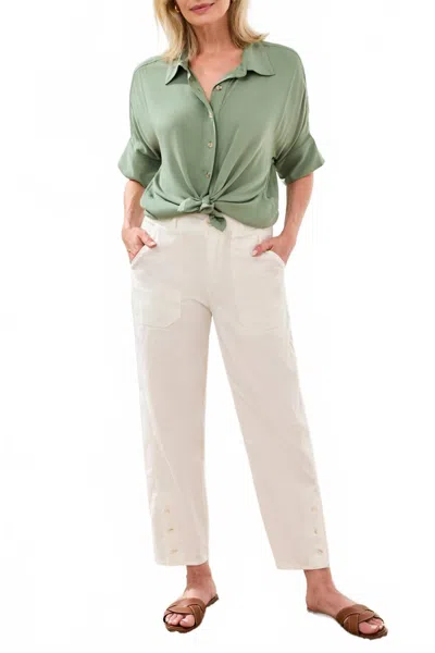 Tribal Fly Front Ankle Pant With Button Vent In White-0001 In Neutral