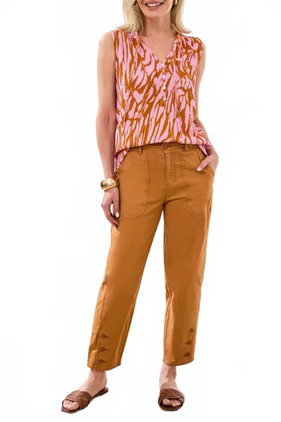 Tribal Fly Front Ankle Pants In Chestnut In Brown