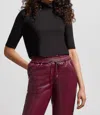 Tribal French Terry Elbow Sleeve Top In Black In Black