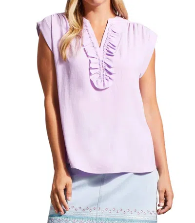 Tribal Frill Cap Sleeve Top In Iris In Pink