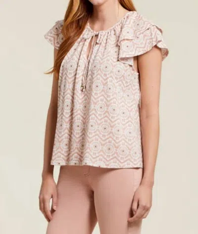 Tribal Frilled Peasant Blouse In Clay In Grey