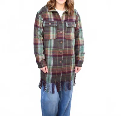 Tribal Fringe Hem Blends Boho Flair Jacket In Passion Plum In Multi