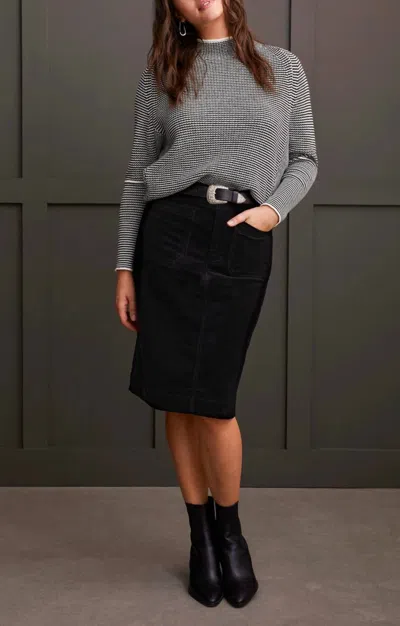 Tribal Front Fly Corduroy Skirt In Black