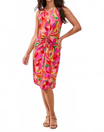 Tribal Front Knot Dress In Pinkglow In Multi