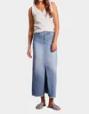 Tribal Full Length Denim Skirt In Sky Blue In Blue