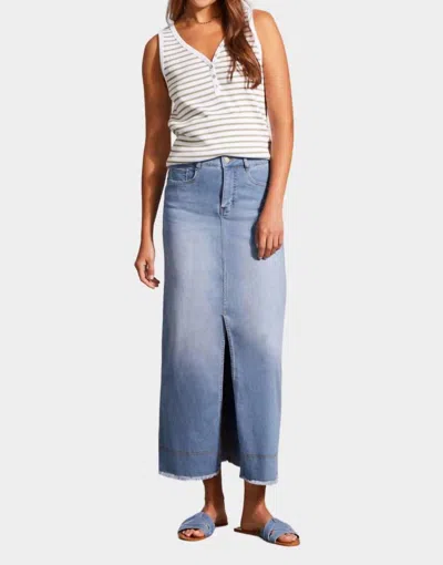 Tribal Full Length Denim Skirt In Sky Blue