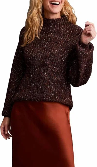 Tribal Funnel Neck Oversize Sweater In Coffee Bean In Brown