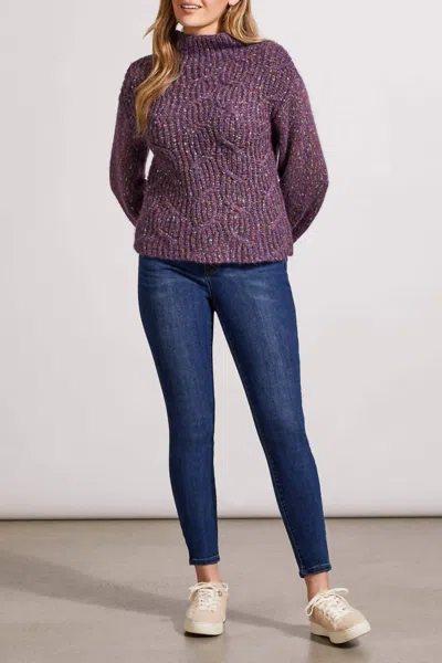 Tribal Funnel Neck Oversize Sweater In Raisin In Animal Print