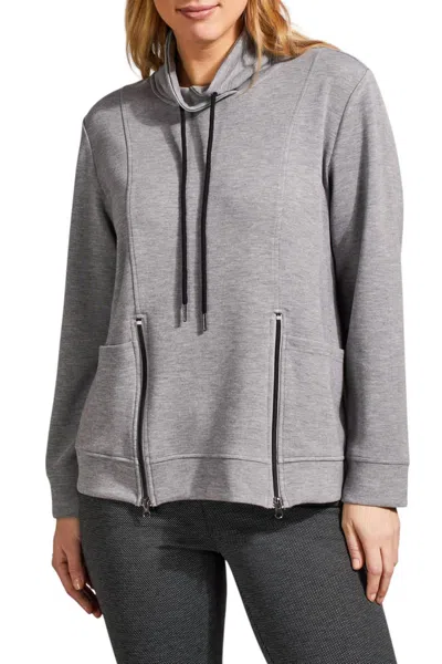Tribal Funnel Neck Scuba Top In Grey