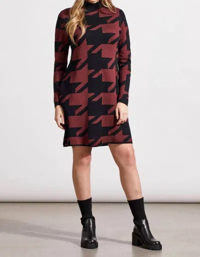 Tribal Funnel Neck Jacquard Sweater Dress In Rum In Brown