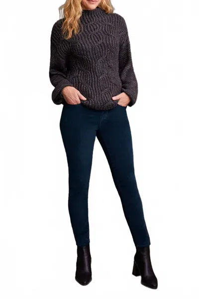 Tribal Funnel Neck Sweater In Black In Gray