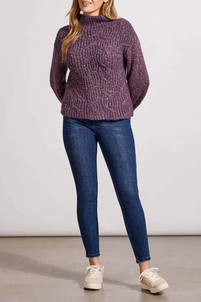 Tribal Funnel Neck Sweater In Raisin In Purple