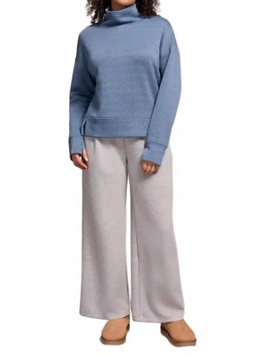 Tribal Funnel Neck Top In Blue