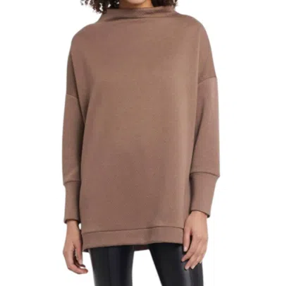 Tribal Funnel Neck Tunic Sweater In Pinebark