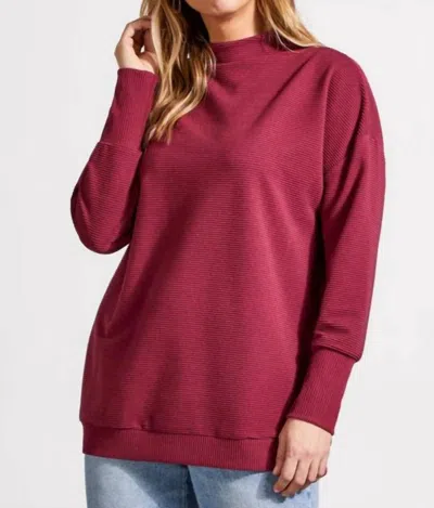 Tribal Funnel Neck Tunic Top In Port Wine In Burgundy
