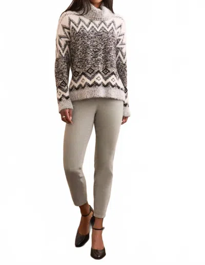 Tribal Fuzzy Yarn Sweater In Black Multi In Grey