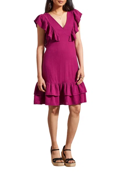 Tribal Gauze Midi Dress In Plum In Pink