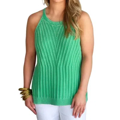 Tribal Halter Sweater Tank In Just Green