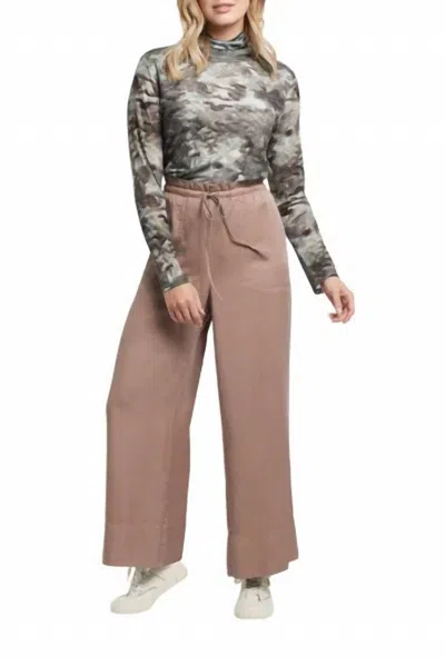 Tribal Harper High Rise Wide Leg Palazzo Pants In Taupe Grey In Brown