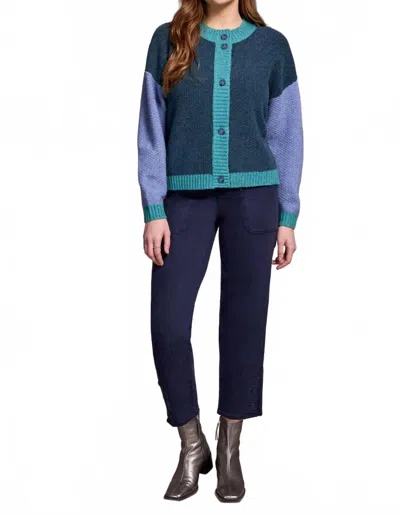 Tribal Heathered Button-front Cardigan In Opal Green In Multi