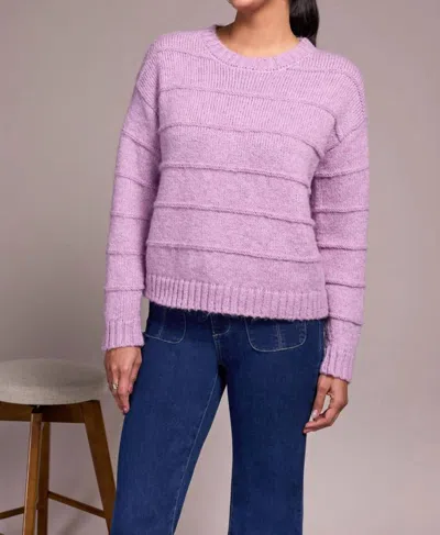 Tribal Heathered Stripe Crew Neck Sweater In H Purplelotus