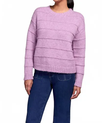 Tribal Heathered Stripe Crew Neck Sweater In Purple Lotus In Multi