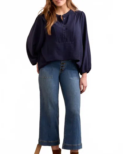 Tribal Hemmed Front Blouse In Nightfall In Multi