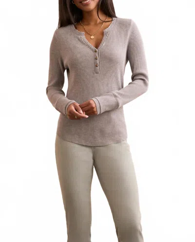 Tribal Henley Long Sleeve Top In Grey In Gray