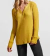 Tribal Henley Long Sleeves Top In Chartreuse In Multi