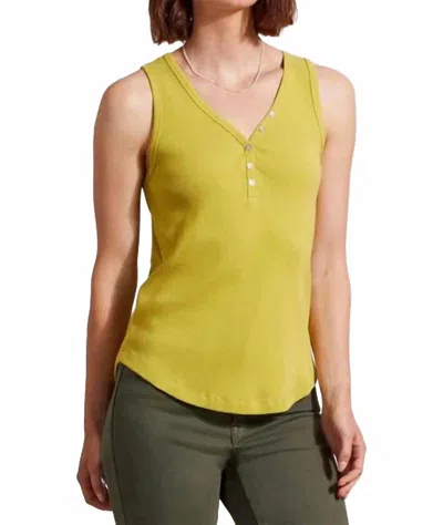 Tribal Henley Tank Top In Pear In Yellow