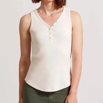 Tribal Henley Tank Top W/buttons In Sandust In White