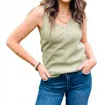Tribal Henley Tank With Buttons In Cactus In Green