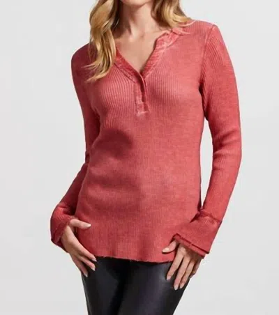 Tribal Henley Top In Rosewood In Pink