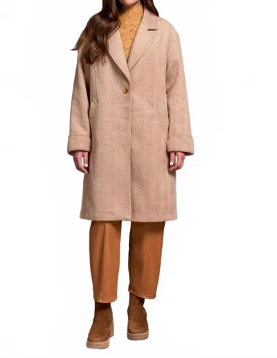 Tribal Herringbone Button Front Car Coat In Biscotti In Brown