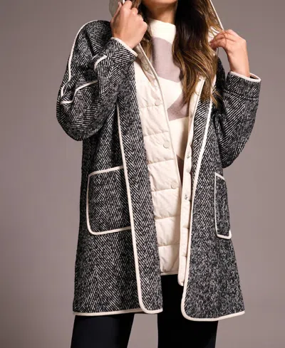 Tribal Herringbone Lightweight Fooler Coat In H Charcoal-0367 In Grey