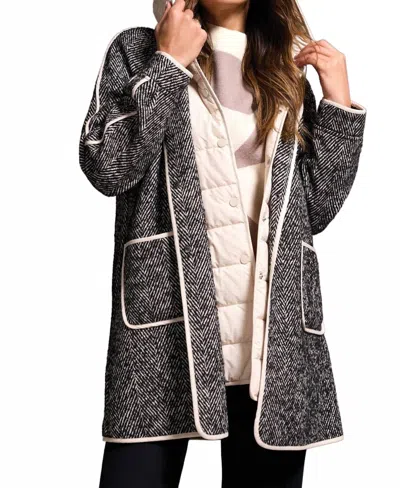 Tribal Herringbone Lightweight Fooler Coat In Heathered Charcoal In Blue