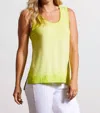 Tribal Sleeveless V Neck Top With Pleat Tee In Wildlime In Green