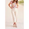 Tribal Flowy High Rise Twill Capri Pant In French Oak In Multi