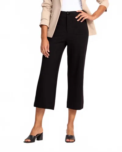 Tribal High Rise Fly Front Capri Pant In Black