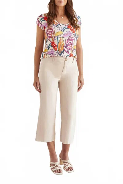 Tribal High Rise Fly Front Capri Pant In French Oak In Multi
