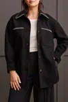 Tribal Blanket Stitching Button-up Coat In Black In Black