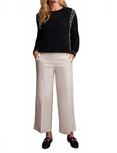 Tribal High Waist Pull-on Palazzo Pant With Button Detail In Moonstone In Neutral