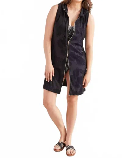 Tribal Hooded Sleeveless Cover Up In Black