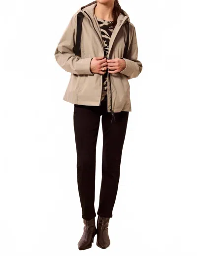 Tribal Hooded Zip Front Rain Jacket In Dry Sand In Neutral
