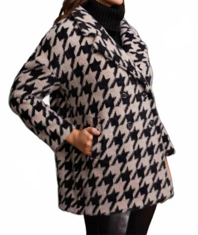 Tribal Houndstooth Double Breast Coat In Frosty Grey